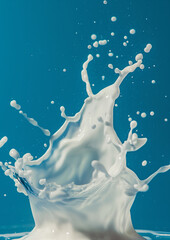 milk splash on the blue background