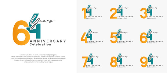 anniversary logotype vector design with orange and blue color can be use for special moment celebration