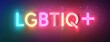 LGBTIQ+ neon light conceptual letter banner