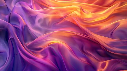 Wall Mural - abstract background with d wave bright gold and purple gradient silk fabric 