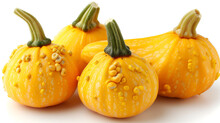 Yellow Ornamental Gourds On White Background