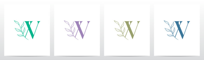 Branch Twig Stem Leaf on Letter Initial Logo Design W