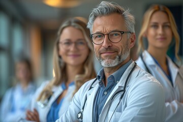 Wall Mural - A group of doctors are posing for a photo