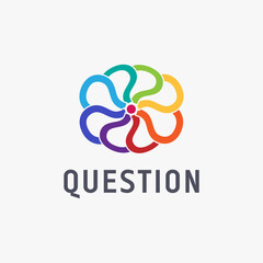 Colorful Question cloud logo icon vector template on white background