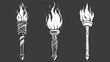 four different types of torches on a black background