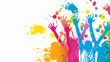 Silhouettes of joyful people with colorful trails, suggesting celebration, diversity, and unity in community or events.