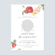 Floral funeral invitation template, roses on white background