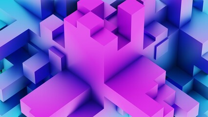 Wall Mural - Synthwave Heatmapping-Styled Extruded Cubes Background