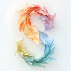 Wall Mural - Creative illustration of letter 8 made of colorful feathers on white background