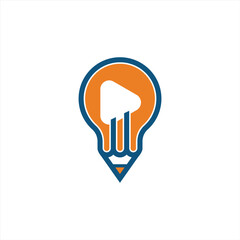 Poster - video Pencil with light bulb light. Creative Ideas logo design. vector Illustration,