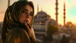 sensual beautiful typical woman of Istanbul in a burqa with beautiful eyes