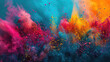 Holi color paint splatter powder festival explosion burst powder wide background