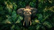 Endangered elephant tropical rainforest amidst lush greenery under threat from deforestation and poaching Realistic sunlight depth of field bokeh effect