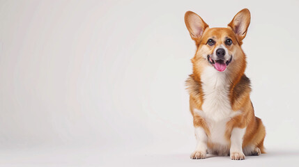 Wall Mural - welsh corgi breed dog sitting on a white background