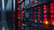 Computer server room background, network server database center scene illustration