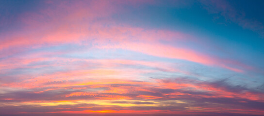Wall Mural - gentle ligth colors of sunrise sundown sky with pastel light clouds, hi resolutions cloudscape panor