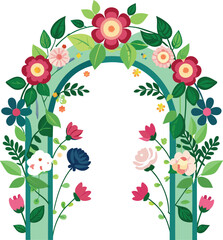 Wall Mural - Wedding arch with flowers and Leaves. in white background. vector 