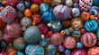 A of colorful beads each with its own unique texture and shape creating a dynamic and varied composition when viewed up close.