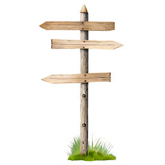 Rustic wooden signpost with directional arrows, isolated on transparent background Transparent Background Images