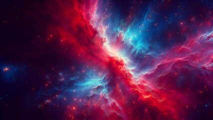 Wall Mural - a red and blue galaxy with stars. seamless looping 4K virtual video animation background