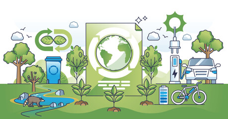 Wall Mural - Green policy and sustainable political standards for future outline concept