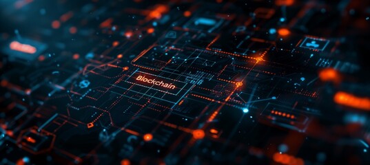Illustration Blockchain Technology Network concept used in business crypto banking encryption concept banner design. Generative AI