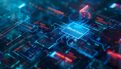Illustration Blockchain Technology Network concept used in business crypto banking encryption concept banner design. Generative AI