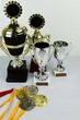 cups and medals for awarding the winners. Sports, competitions.