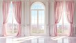 © Vahram - Panoramic window with pink satin curtains