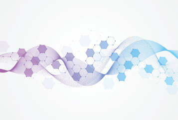 Abstract hexagonal molecular structures in technology background and science style. Medical design. Vector illustration