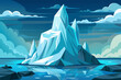 Amidst the icy expanse of the arctic, an iceberg vector arts illustration 