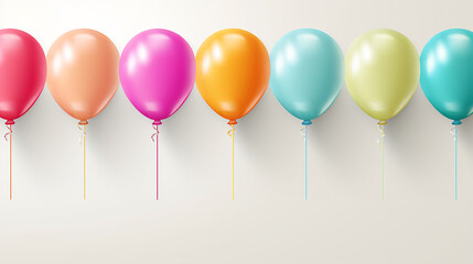 Wall Mural - realistic 3d balloons birthday background for party. colorful balloons isolated on white background