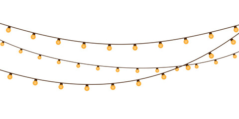 led christmas lights. Vector String with glowing led light bulbs. png