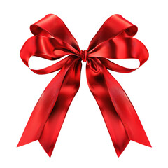 Wall Mural - Red ribbon bow isolated on transparent background