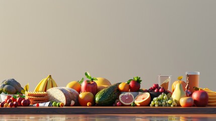 Canvas Print - A table topped with lots of different types of fruit