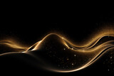 Fototapeta Desenie - golden shiny glitter sparkles abstract wave, design invented element, on dark background