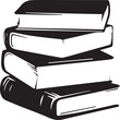 Stacks of books in black and white illustration symbolizing knowledge, education, and literature