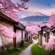 a beautiful neighborhood with cherry blossom leaves.