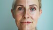 Side-by-side comparison between a old and young caucassian woman's skin made with Ai generative technology, People are fictional