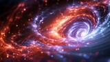 Fototapeta Kosmos - A galaxy spirals in radiant splendor, with stars and cosmic dust creating an awe-inspiring visual symphony. The digital creation embodies the vastness and mystery of the universe.