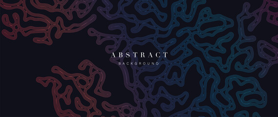 Wall Mural - abstract line art dark background vector. gradient doodle wallpaper with blue and red, curve, lines 