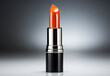 © Lucky - Beautiful color lipsticks. Orange lipstick on dark grey background. Makeup realistic cosmetics for women. Realistic clipart template pattern.