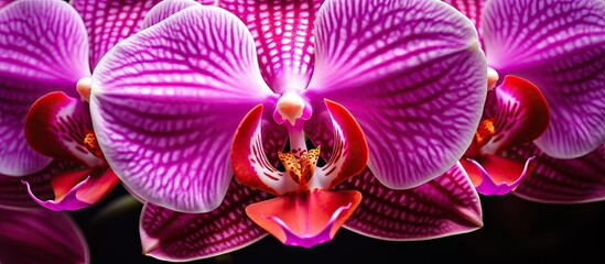 Poster - Beautiful orchid with purple and red petals in vase