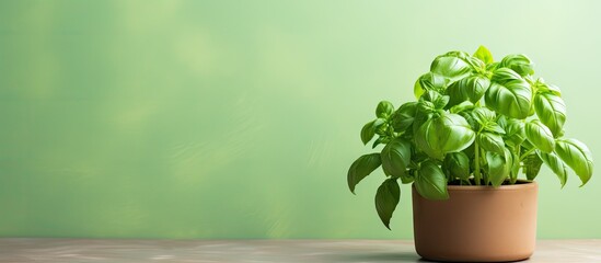 Wall Mural - A green fern in a pot on a wooden table