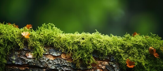 Poster - A mossy log with foliage