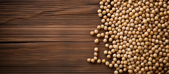 Poster - Soy beans on a wooden table