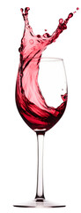 Red wine splash over white background