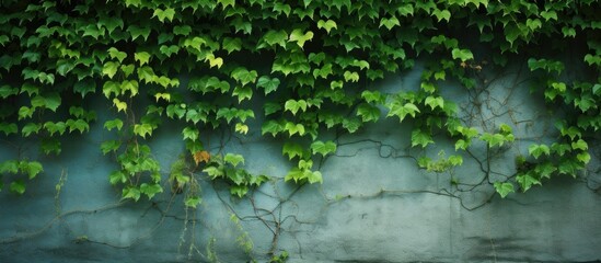 Sticker - Green leaves close-up on a wall with ivy growth on a commercial building