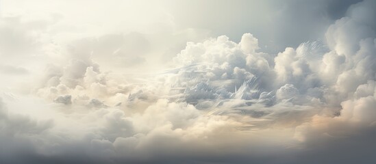 Wall Mural - In the sky, there is a large cloud covering the view as a plane passes through it