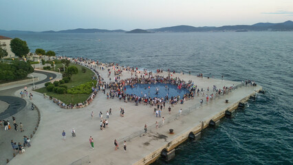 Canvas Print - Zadar at sunset, Croatia. Aerial view of promenade